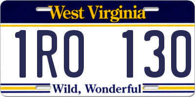 WV license plate 1RO130