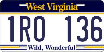 WV license plate 1RO136
