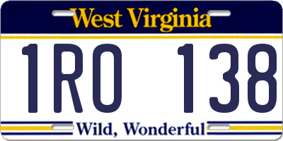 WV license plate 1RO138
