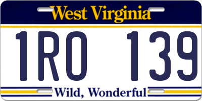WV license plate 1RO139