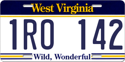WV license plate 1RO142
