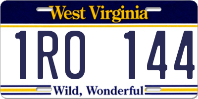 WV license plate 1RO144