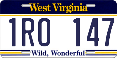 WV license plate 1RO147