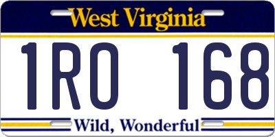WV license plate 1RO168