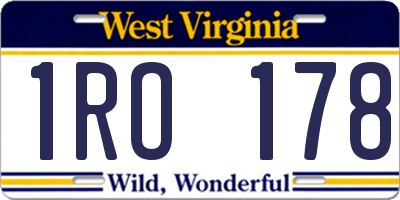 WV license plate 1RO178