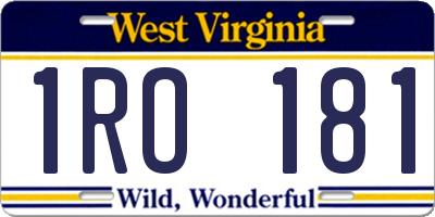 WV license plate 1RO181