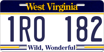 WV license plate 1RO182