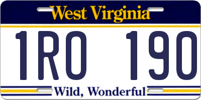 WV license plate 1RO190