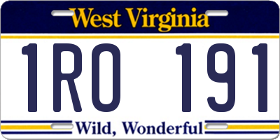 WV license plate 1RO191