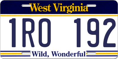 WV license plate 1RO192