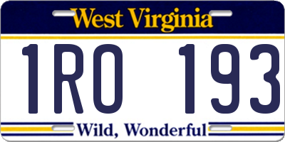WV license plate 1RO193