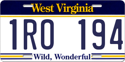 WV license plate 1RO194