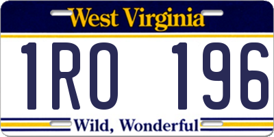 WV license plate 1RO196