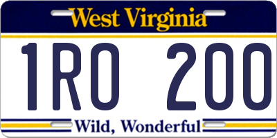WV license plate 1RO200