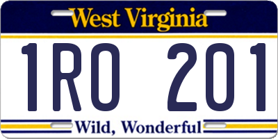 WV license plate 1RO201