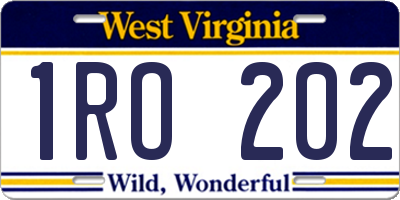 WV license plate 1RO202