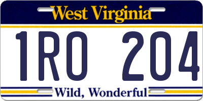 WV license plate 1RO204