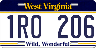WV license plate 1RO206