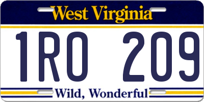 WV license plate 1RO209
