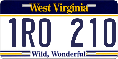 WV license plate 1RO210