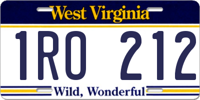 WV license plate 1RO212