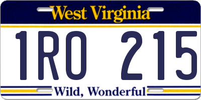 WV license plate 1RO215