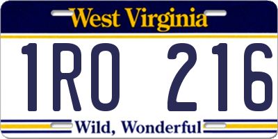 WV license plate 1RO216