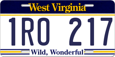 WV license plate 1RO217