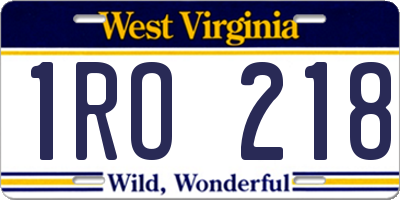 WV license plate 1RO218