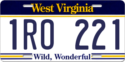 WV license plate 1RO221