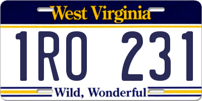 WV license plate 1RO231