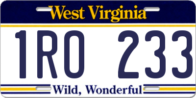 WV license plate 1RO233