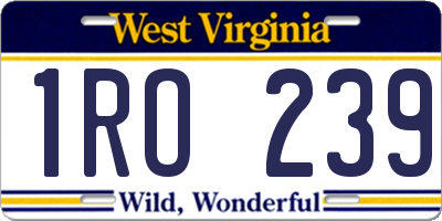WV license plate 1RO239