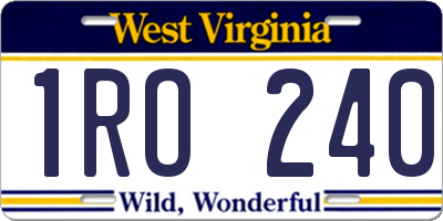 WV license plate 1RO240