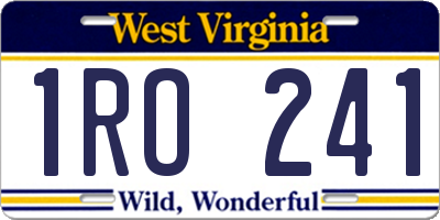 WV license plate 1RO241