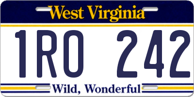 WV license plate 1RO242