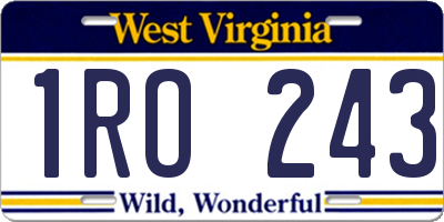 WV license plate 1RO243