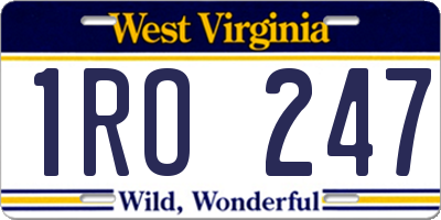 WV license plate 1RO247