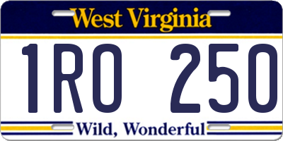 WV license plate 1RO250