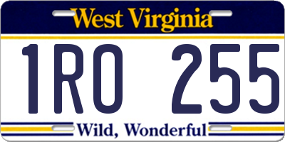 WV license plate 1RO255