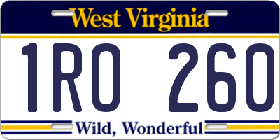 WV license plate 1RO260
