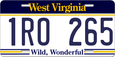 WV license plate 1RO265