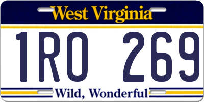 WV license plate 1RO269