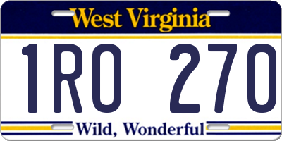 WV license plate 1RO270