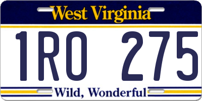 WV license plate 1RO275