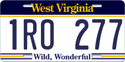 WV license plate 1RO277