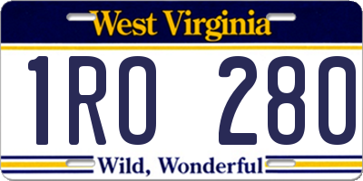 WV license plate 1RO280