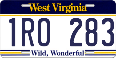 WV license plate 1RO283
