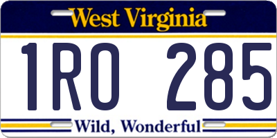 WV license plate 1RO285