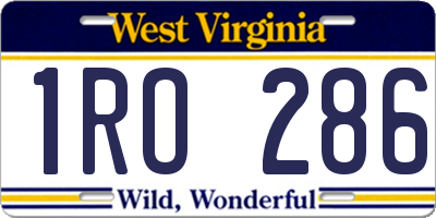 WV license plate 1RO286